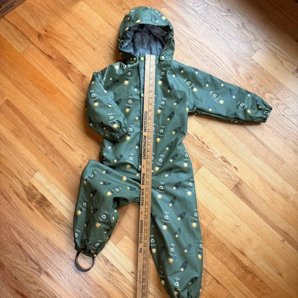Katnakken Rain Suit Kids 4T Green Quilted Waterproof Snowsuit Hagl 104cm